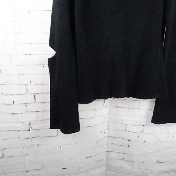 DESIGN LAB BLACK LONG SLEEVE CREW NECK CROPPED SWEATER WITH CUT OUT ELBOWS - Picture 6 of 11